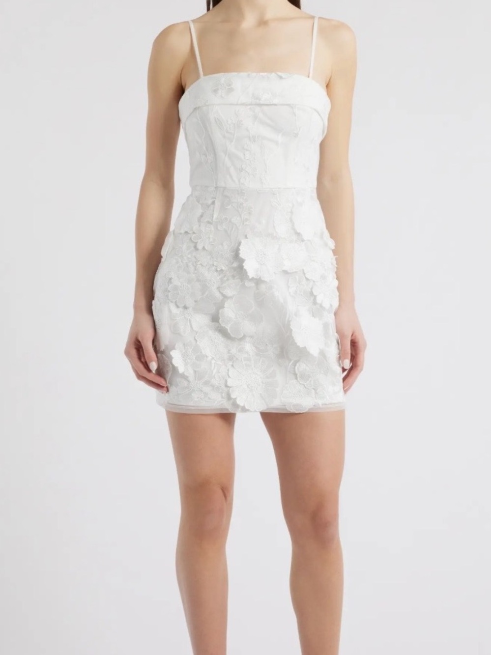City Studio White Floral Appliqué Mini Dress